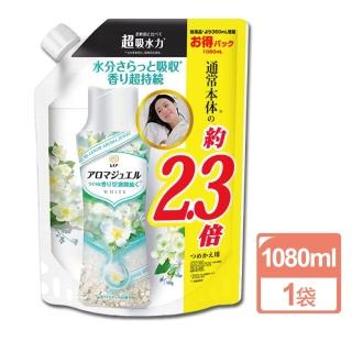 【日本P&G】衣物持久留香約12週顆粒香香豆-白茶花香-白綠袋1080ml大容量補充包(洗衣膠球平輸品)