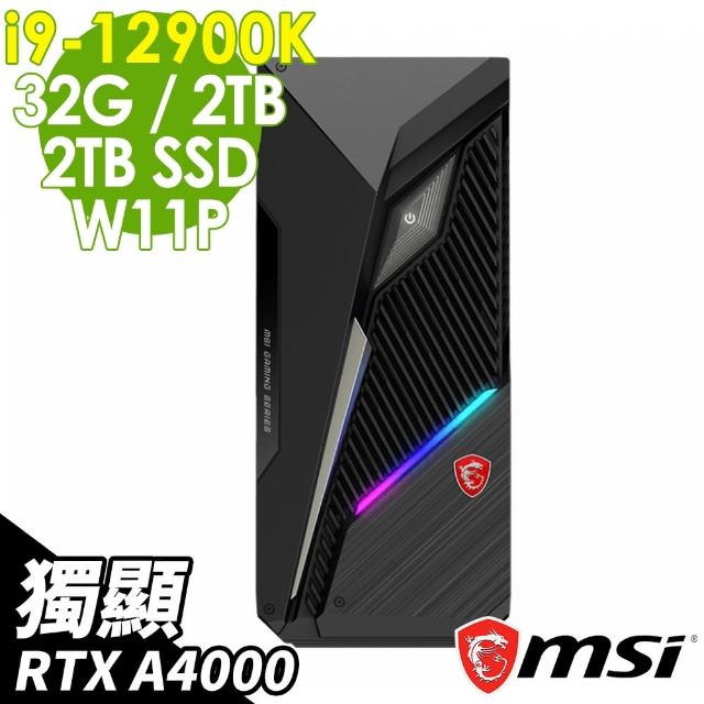 【MSI 微星】i9 RTXA4000電腦(12-430TW/i9-12900K/32G/2TB SSD+2TB HDD/RTXA4000-16G/升級W11P)