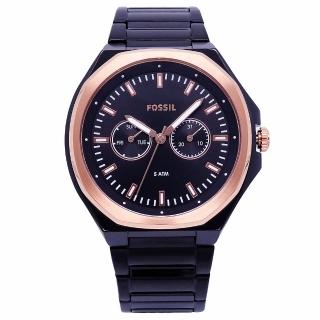 【FOSSIL】FOSSIL 美國最受歡迎頂尖運動時尚雙還流行腕錶-黑金-BQ2645M