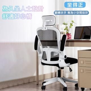 【坐得正】白框黑網+頭枕 辦公椅 電腦椅 人體工學椅 升降椅 電競椅 旋轉椅(OA250WHP)