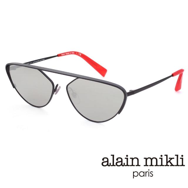 【Alain Mikli】法國時尚週 歐美前衛造型太陽眼鏡(霧黑/水銀鏡面 A04012-002)