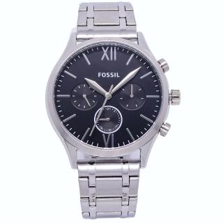 【FOSSIL】FOSSIL 美國最受歡迎頂尖運動時尚三眼造型腕錶-黑面-BQ2469M