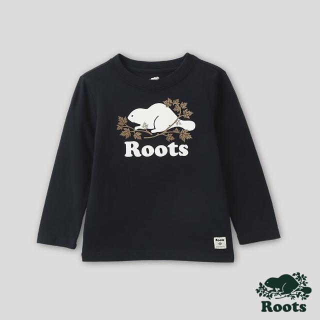 【Roots】Roots小童-炫光系列 海狸LOGO長袖T恤(藍色)