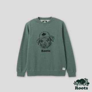 【Roots】Roots 男裝- 經典傳承系列 毛孩元素圓領上衣(綠色)