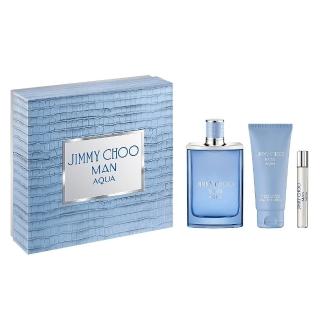 【JIMMY CHOO】Jimmy Choo Man Aqua 活力海洋淡香水禮盒(100ml+7.5ml+100ml 專櫃公司貨)
