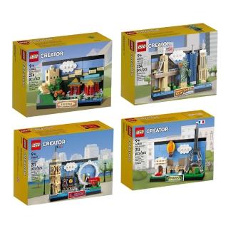 【LEGO 樂高】積木 CREATOR系列 40654北京40519紐約40568巴黎40569倫敦 四款明信片套組(代理版)