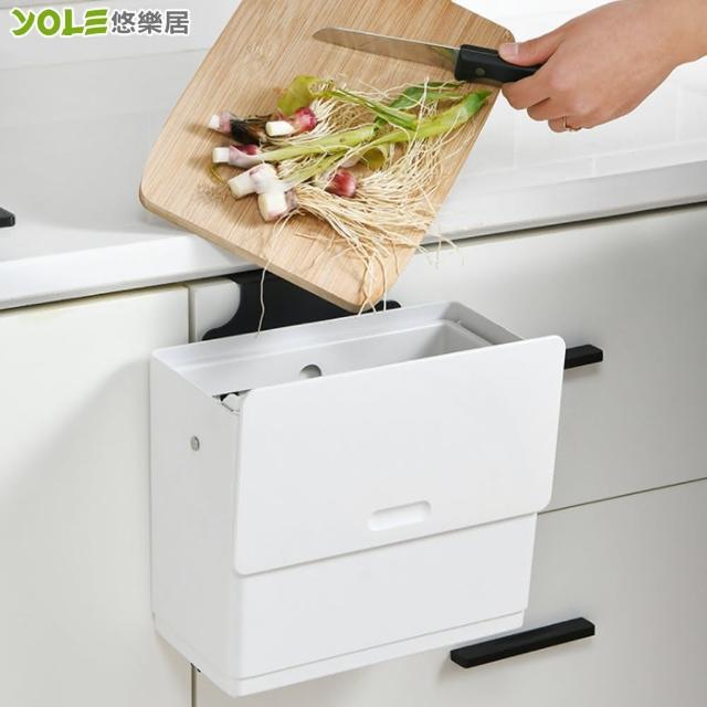 【YOLE 悠樂居】日本SP SAUCE廚房免釘掛式帶蓋廚餘垃圾桶(附紙巾盒)