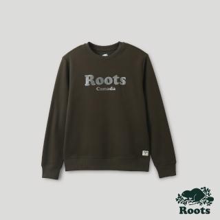 【Roots】Roots 男裝- 炫光系列 金屬文字LOGO雙面布圓領上衣(黑橄欖色)