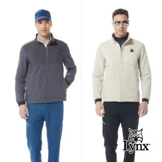 【Lynx Golf】男款防潑水刷毛保暖3M反光印花設計異材質剪接造型拉鍊口袋長袖外套(二色)