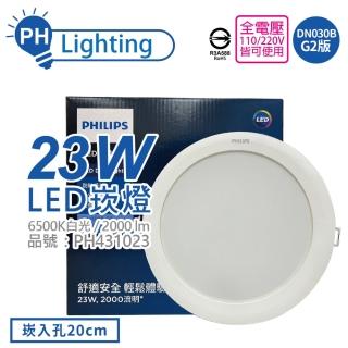 【Philips 飛利浦】4入 LED DN030B G2 23W 6500K 白光 全電壓 20cm 崁燈 _ PH431023