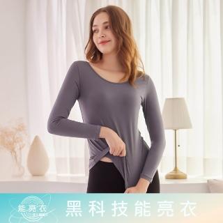 【EASY SHOP】Audrey-保暖能亮衣-科技機能纖維促進循環長袖上衣(霧灰紫)