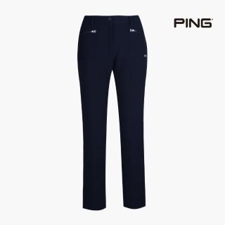 【PING】女款GOLF圖騰高彈性休閒長褲-深藍(GOLF/高爾夫球褲/RE22207-58)