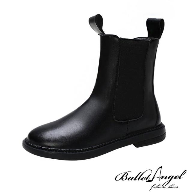 【BalletAngel】短靴 時尚型女切爾西低跟短靴(黑)