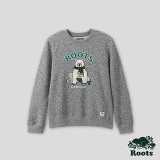 【Roots】Roots 男裝- 經典傳承系列 動物圖案刷毛布圓領上衣(灰色)