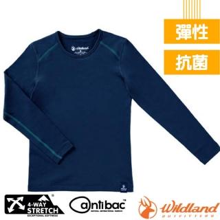 【Wildland 荒野】男童輕量鍺纖維親膚保暖衣.長袖衛生衣.內搭衣(W2670-72 深藍)