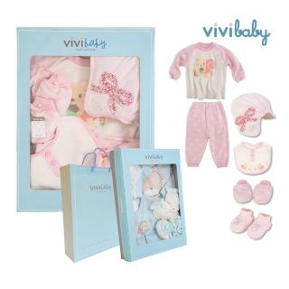 【VIVIBABY】100%純棉 小松鼠托比熊套裝 新生兒五件組禮盒 彌月禮盒 送禮自用(親膚透氣 100%MIT台灣製造)