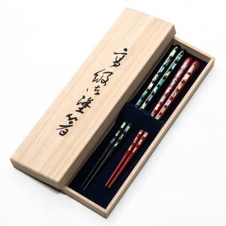 【若狹塗】日本製 鑲貝漆 筷子 夫妻筷 日本筷子 筷子(2入禮盒組)