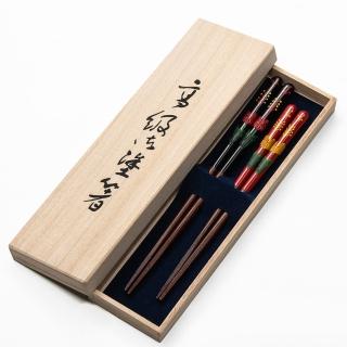 【琉球塗】日本 琉球手繪漆 筷子 夫妻筷 日本筷子(2入禮盒組)