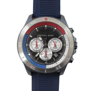 【Michael Kors】專櫃款 Keaton 三眼計時型石英時尚手錶(深藍)