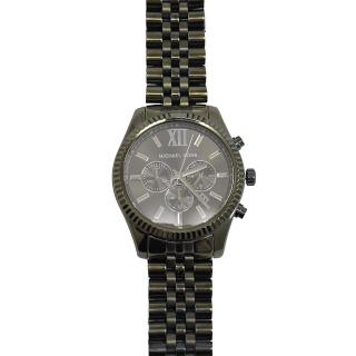 【Michael Kors】專櫃款 大款三眼羅馬不鏽鋼時尚腕錶(橄欖色)