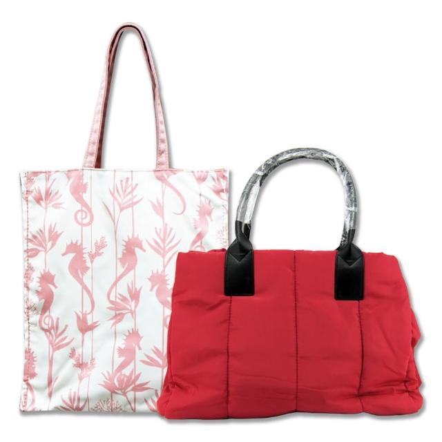法式紅蕾輕羽絨手提包+好嗨海馬托特包