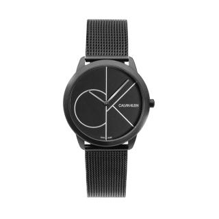 【Calvin Klein 凱文克萊】minimal系列 大CK 黑色質感霧殼 米蘭錶帶 手錶 CK錶 35mm 情人節(K3M5245X)
