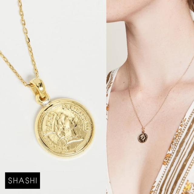 【SHASHI】紐約品牌 Baby Warrior 金色錢幣項鍊 親愛的勇士(錢幣項鍊)