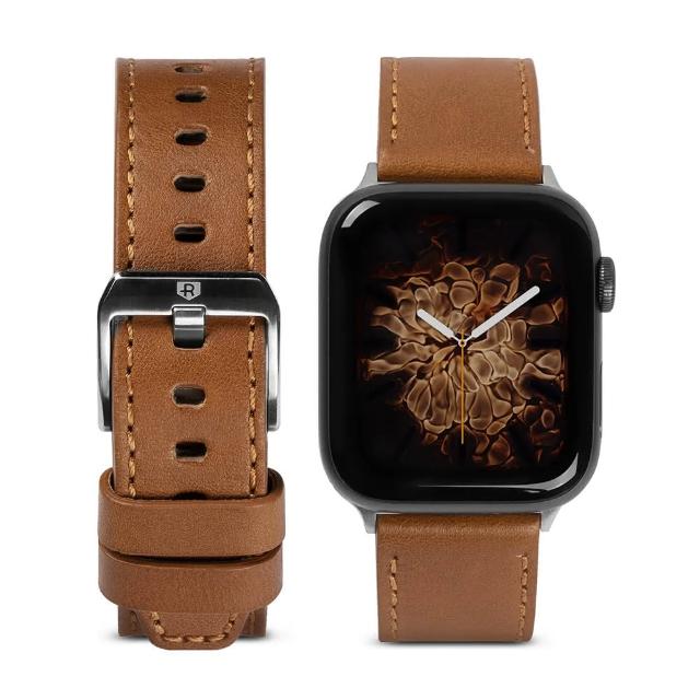 【Rearth】Apple Watch 38/40/41mm 真皮運動錶帶