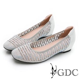 【GDC】簍空水鑽派對風幾何方頭內增包鞋-銀色(214028-98)