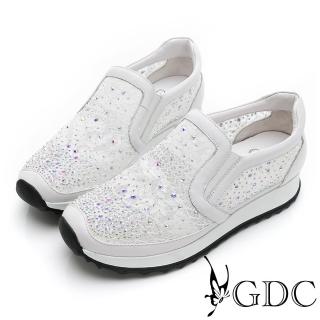 【GDC】氣質蕾絲透氣水鑽舒適休閒鞋-白色(216025-11)