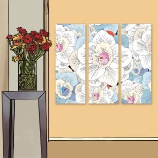 【24mama 掛畫】三聯式 油畫布 美麗 花瓣 豐富 裝飾 無框畫-30x80cm(精緻花)