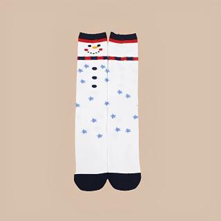 【WAJI 襪集】聖誕節主題襪-半統襪 白色雪人(Merry Christmas 台灣製 半統襪 兒童款 襪子 童襪 棉質)