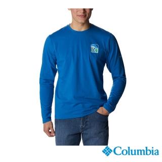 【Columbia 哥倫比亞 官方旗艦】男款- Omni-Shade UPF 5防曬50快排長袖上衣-藍色(UAE23400BL / 2022年秋冬