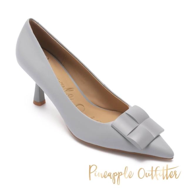 【Pineapple Outfitter】PEANUT 羊皮方釦尖頭中跟鞋(灰色)