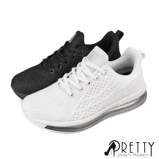 【Pretty】女 運動休閒鞋 全氣墊 彈力 吸震(白色、黑色)