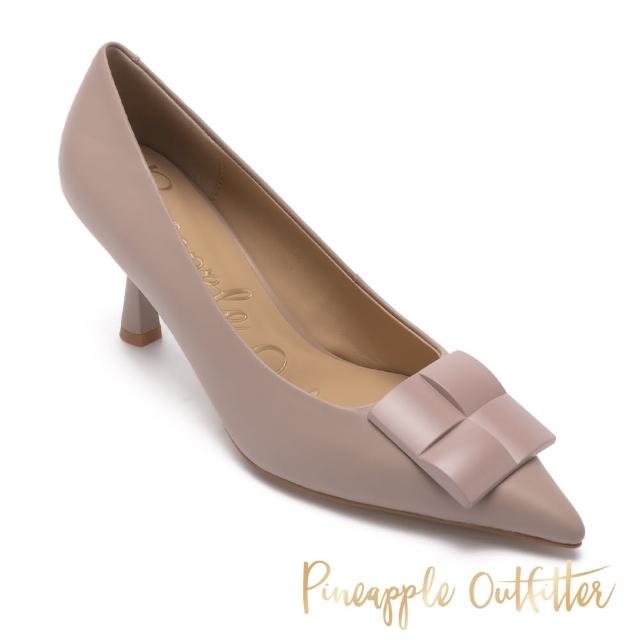 【Pineapple Outfitter】PEANUT 羊皮方釦尖頭中跟鞋(粉藕色)