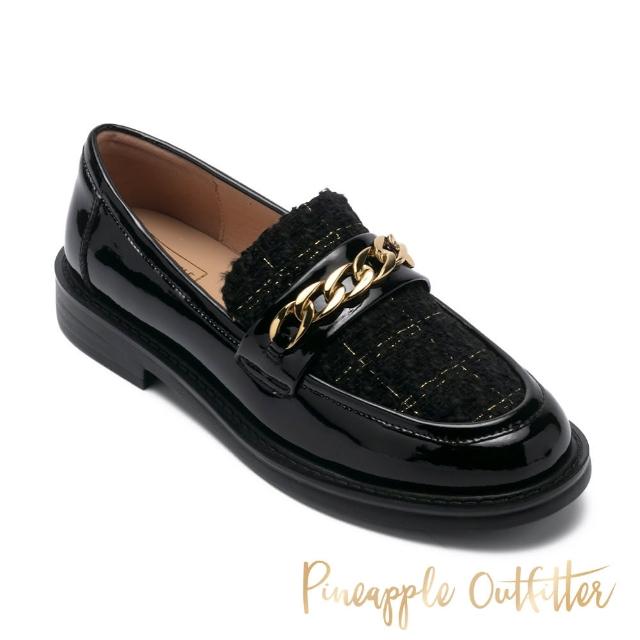 【Pineapple Outfitter】MAHIR 毛呢金鍊格紋樂福鞋(黑色)