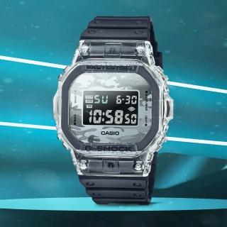 【CASIO 卡西歐】G-SHOCK 透明迷彩 經典方形電子錶(DW-5600SKC-1)
