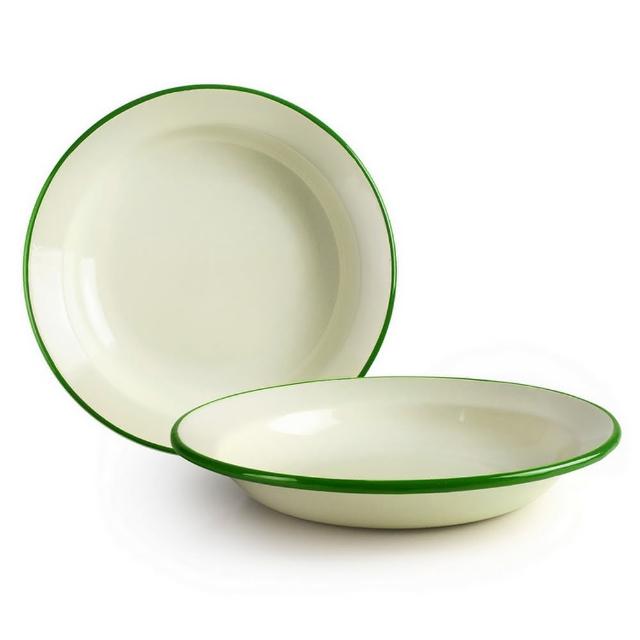 【IBILI】琺瑯深餐盤 米綠22cm(餐具 器皿 盤子)