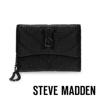 【STEVE MADDEN】BASHA-C 蛇紋皮夾式信封斜背包(黑色)