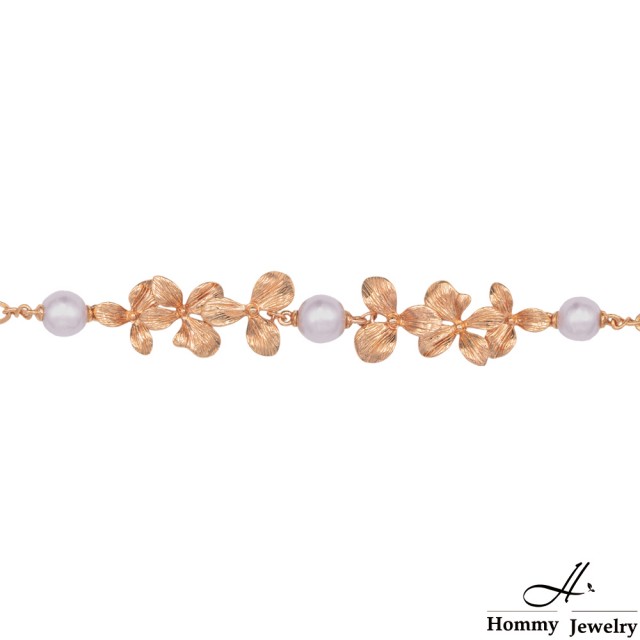 【Hommy Jewelry】Pure Pearl Rococo 俏麗紅毯天然珍珠手鍊(珍珠)