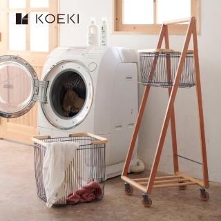 【KOEKI】木質簡約雙層洗衣籃-附輪(LIV-CL2（WH）)