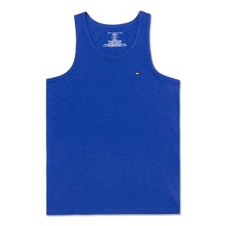 【Tommy Hilfiger】TOMMY 經典輕薄透氣刺繡Logo圖案背心 上衣-寶藍色(平輸品)