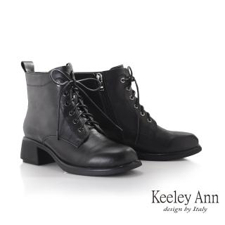 【Keeley Ann】牛皮粗跟率性短靴(黑色387568110)