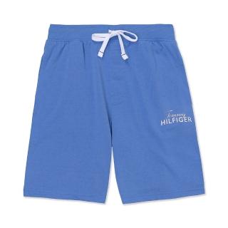 【Tommy Hilfiger】TOMMY 經典印刷文字圖案棉短褲 休閒褲-藍色(平輸品)