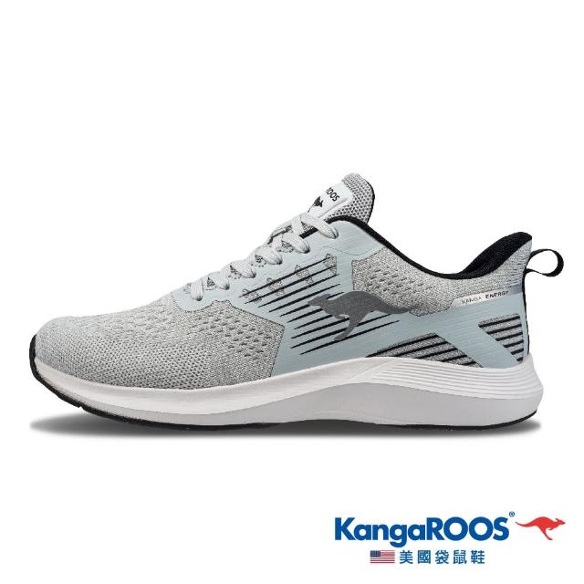 【KangaROOS 美國袋鼠鞋】男 RUN SPEED 透氣吸濕 輕量緩震 慢跑鞋(銀/白-KM21418)