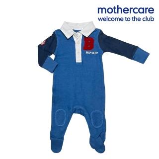 【mothercare】專櫃童裝 有領運動風帶腳套兔裝/連身衣(3-12個月)