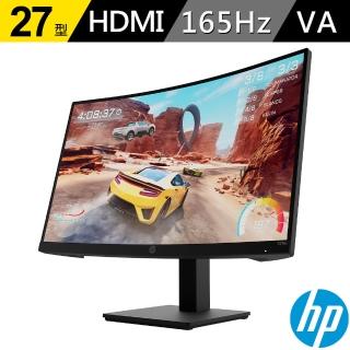 【HP 惠普】X27qc 27型 2K曲面電競螢幕(VA/165Hz/1500R)