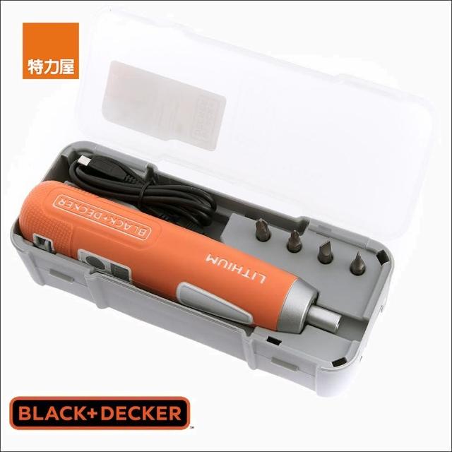 【特力屋】BLACK+DECKER 4V PushGo系列 鋰電起子機4件套裝 橘色 BD40K4O