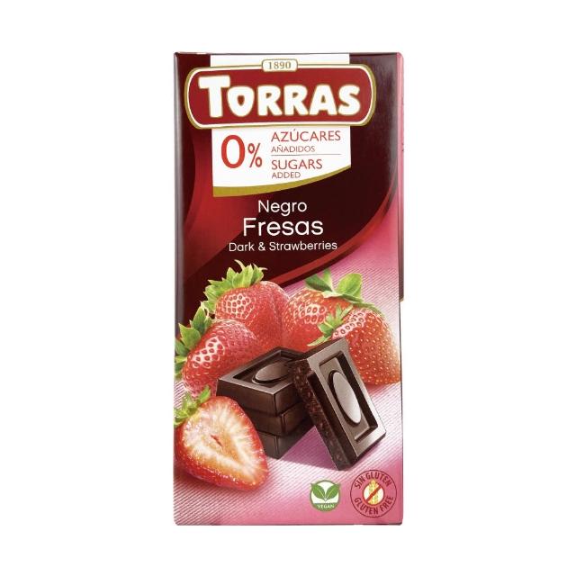 即期品【TORRAS 多樂】草莓夾心醇黑巧克力(75G 無加糖/麥芽糖醇/素食巧克力)